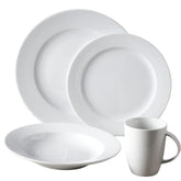 European White Rim Dinnerware 4-Piece Set For 1